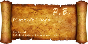 Platzkó Bors névjegykártya